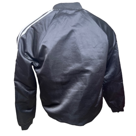 BoohooMan Black Satin Bomber Jacket with Side Stripes - Picture 6 of 10